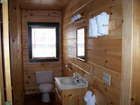 Log Cabin Rental - Full Kitchen View from Living Room - Maine Whitewater